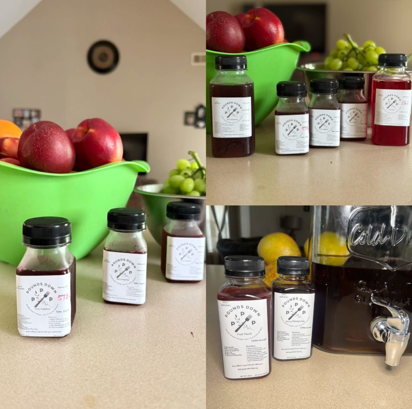 Pounds Down Detox Bundles – 2-Day Extra Strength, 7-Day Power Cleanse, and Turbo Shot 3-Bundle for gut health and cleansing support.