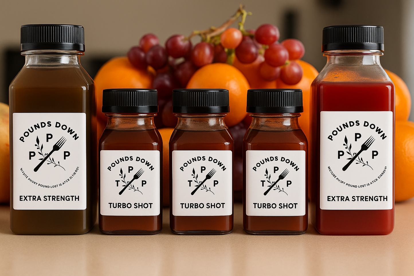 Pounds Down 7-Day Power Cleanse bundle designed for full-body reset with Extra Strength detox drinks and Turbo Shots.