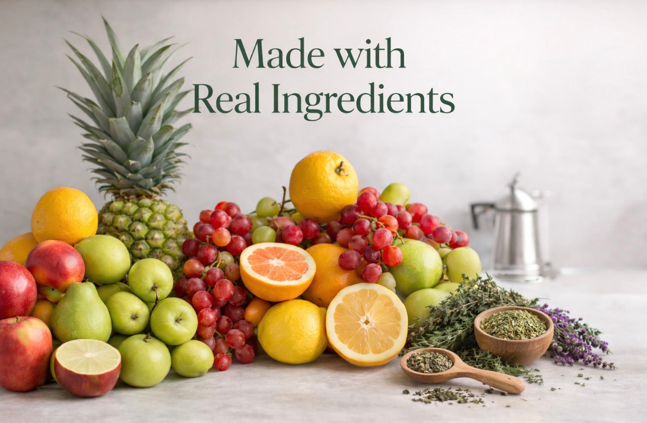 natural herbal ingredients and fruits used in 7 day detox cleanse supporting digestion and wellness routine