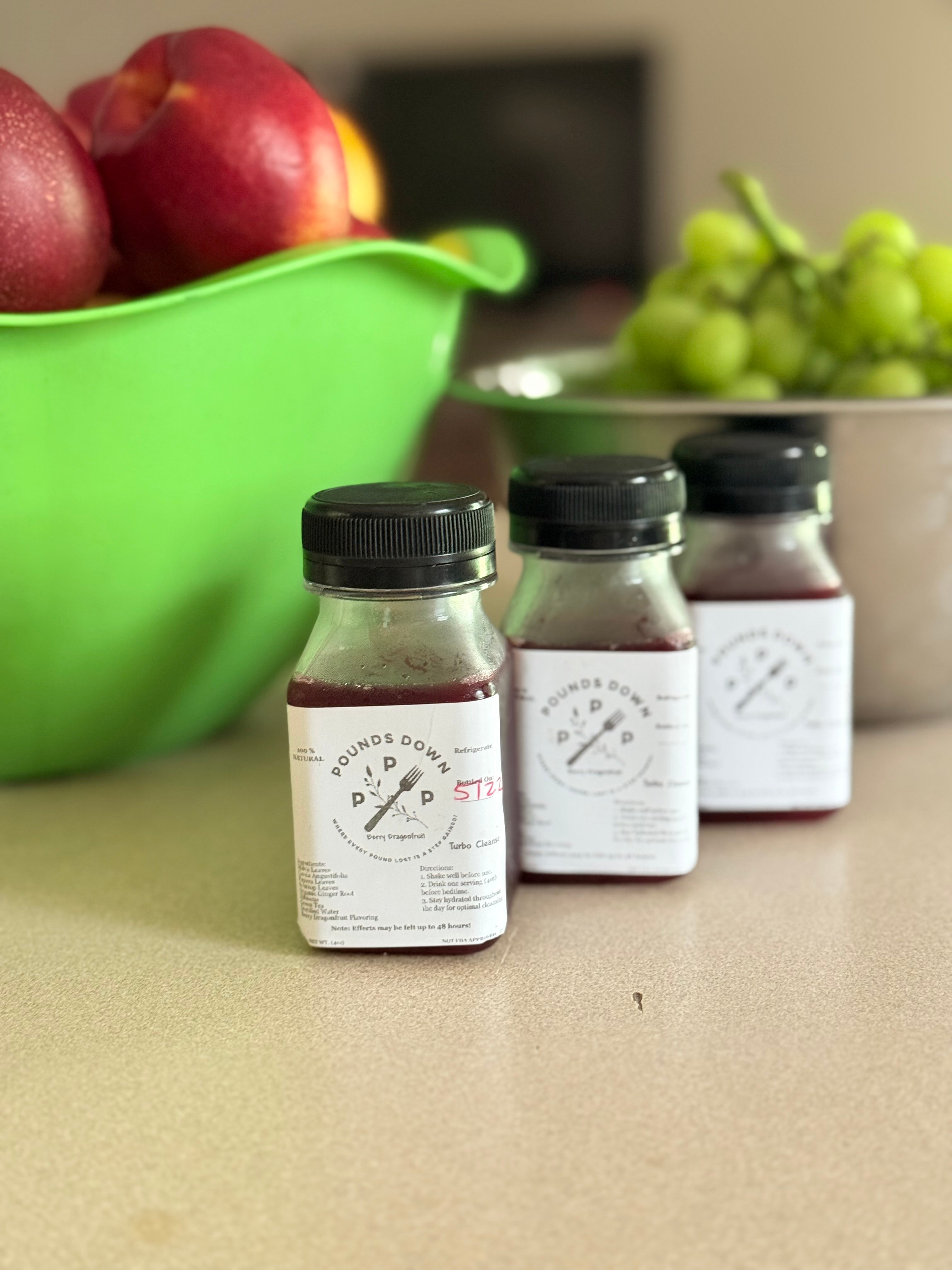 Pounds Down Turbo Shot 3‑Bundle – Blood Orange Hibiscus (three 8oz bottles)